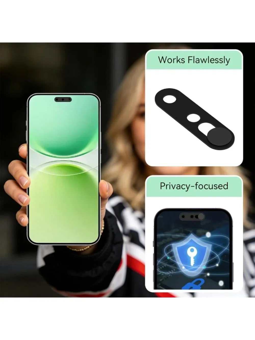 2-Pack Privacy Camera Lens Protector for iPhone 16 Pro/Pro Max - Anti-Spy Cover